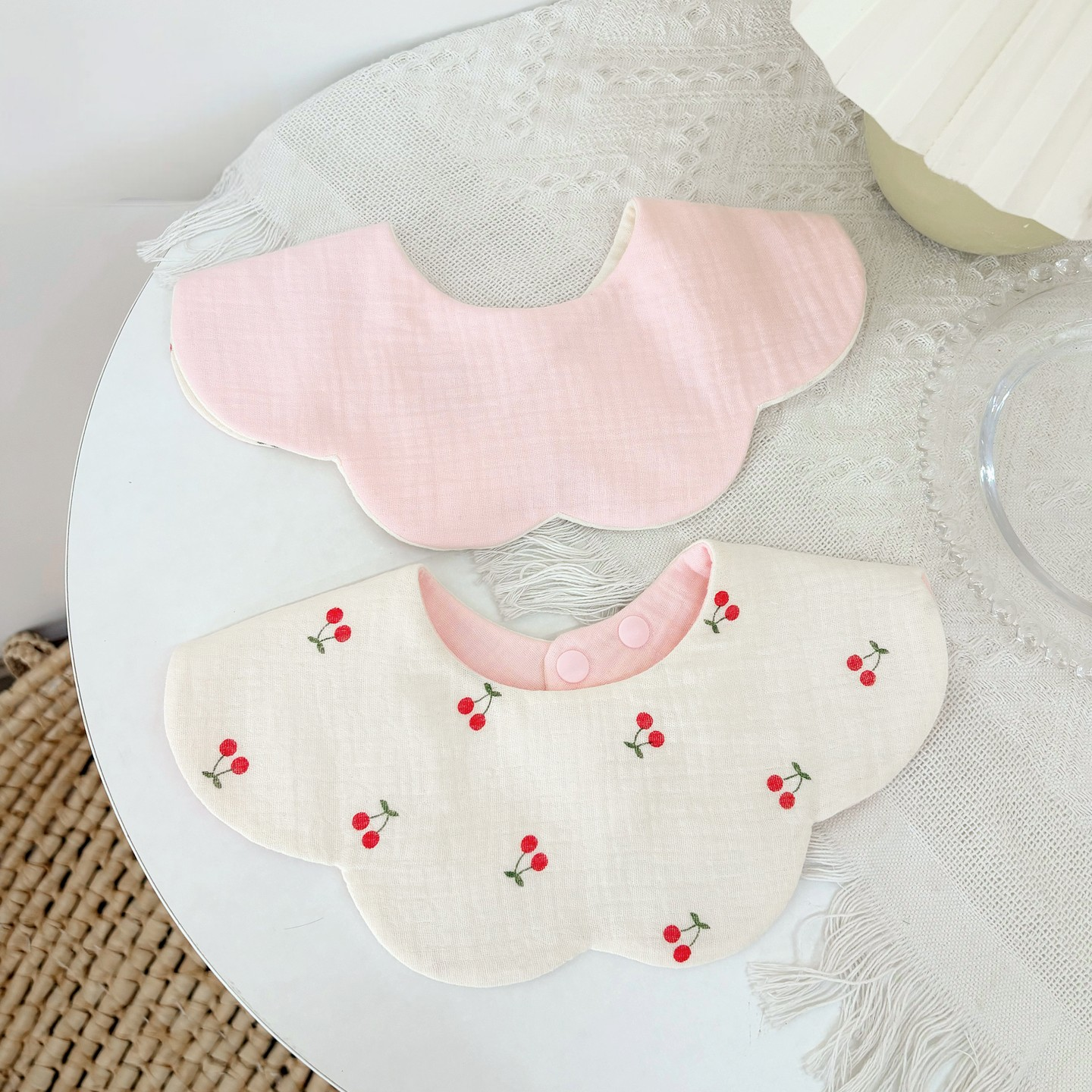 Pink Petal Feeding Bib Set Of 2