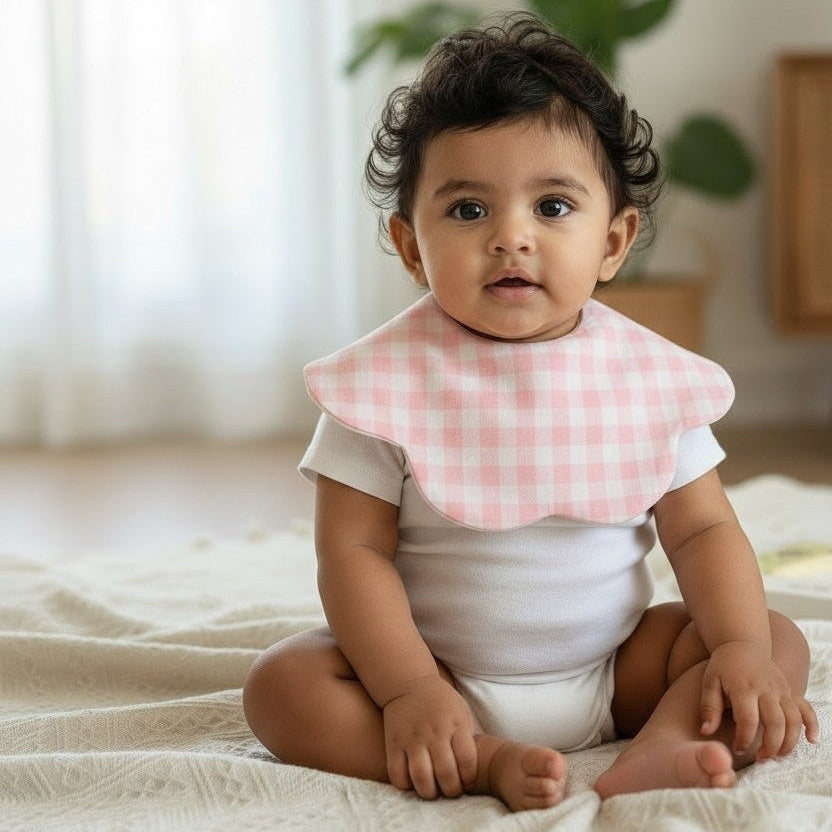 Peach Plaid Bib