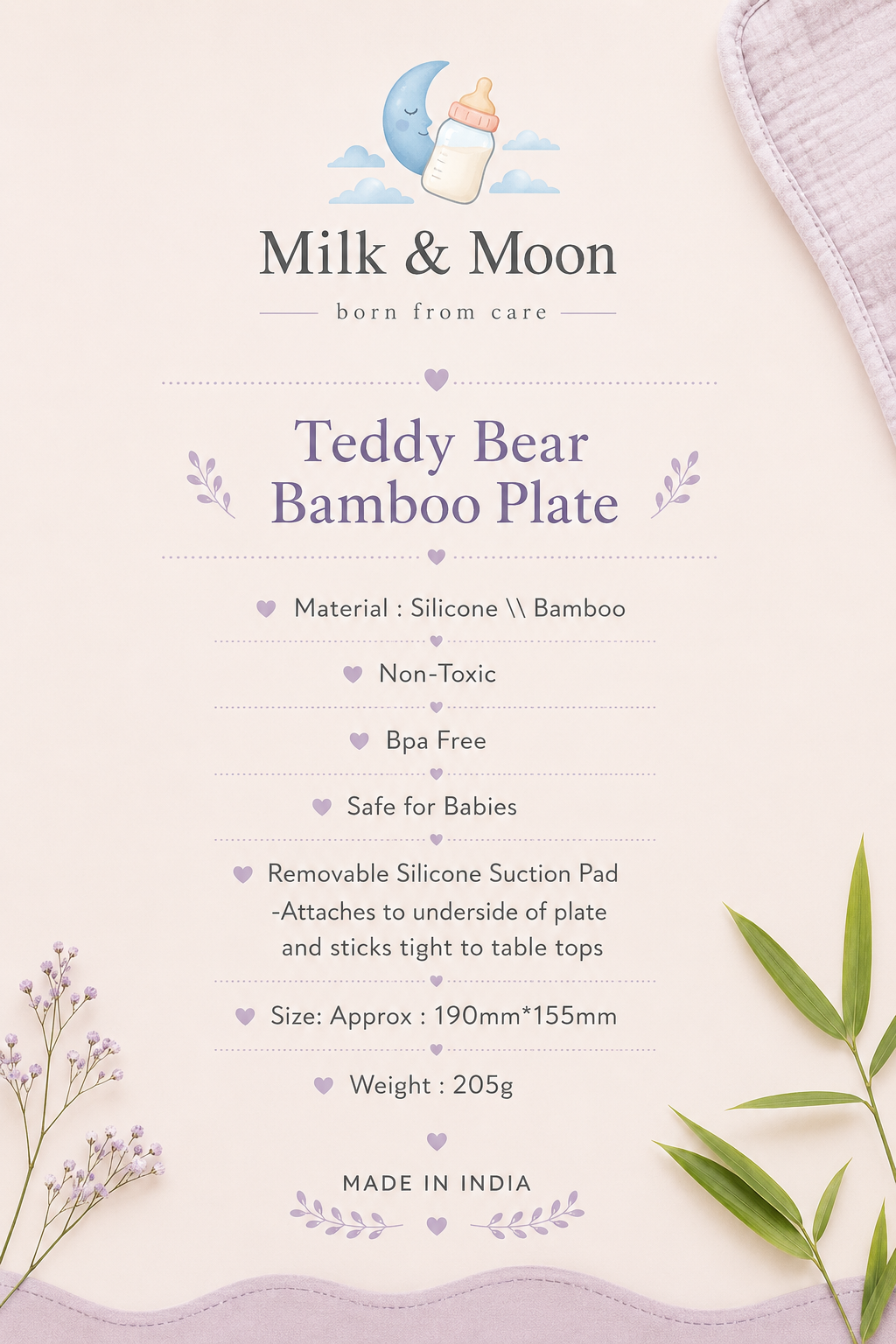 Bamboo Teddy Bear Feeding Plate
