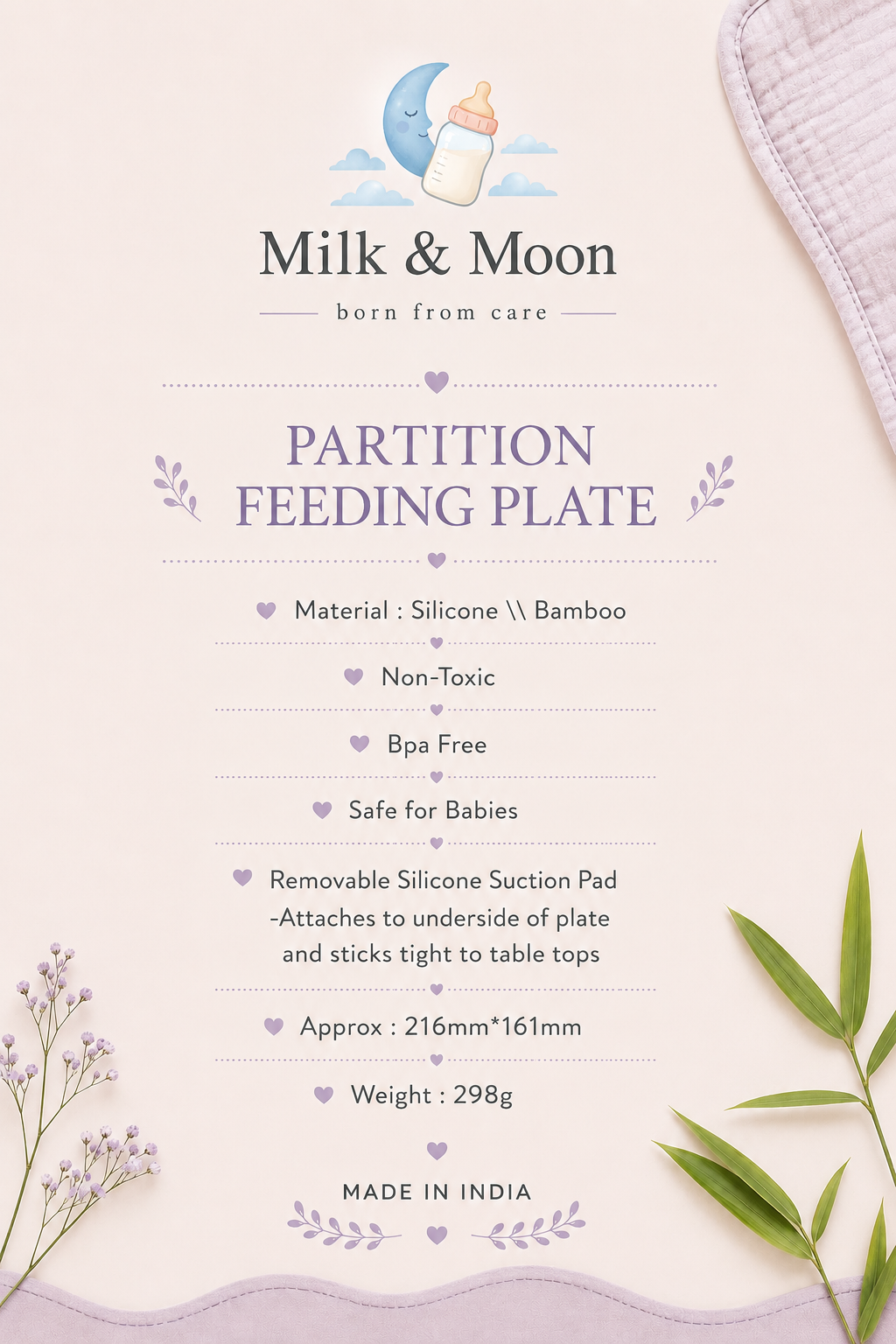Bamboo Multi Partition Feeding Plate