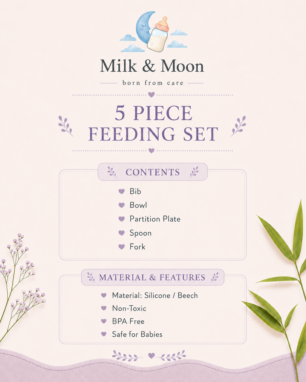 5-Piece Baby Feeding Essentials Set - Pink