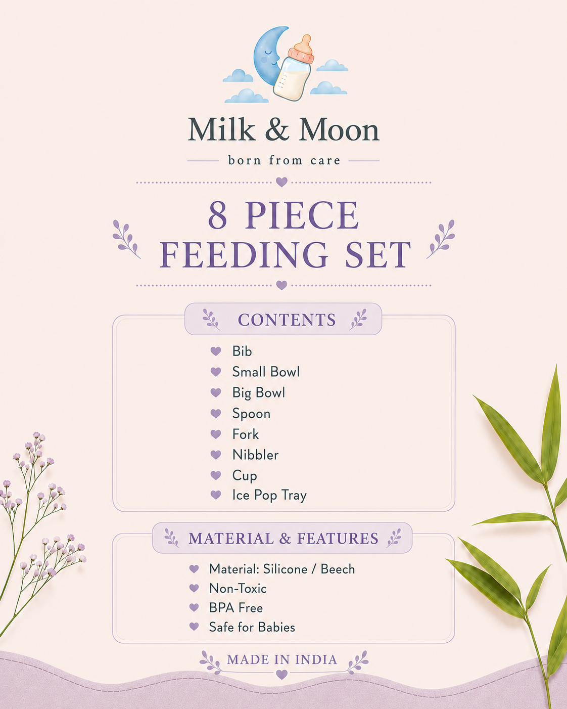 8-Piece Baby Feeding Essentials Set - Beige