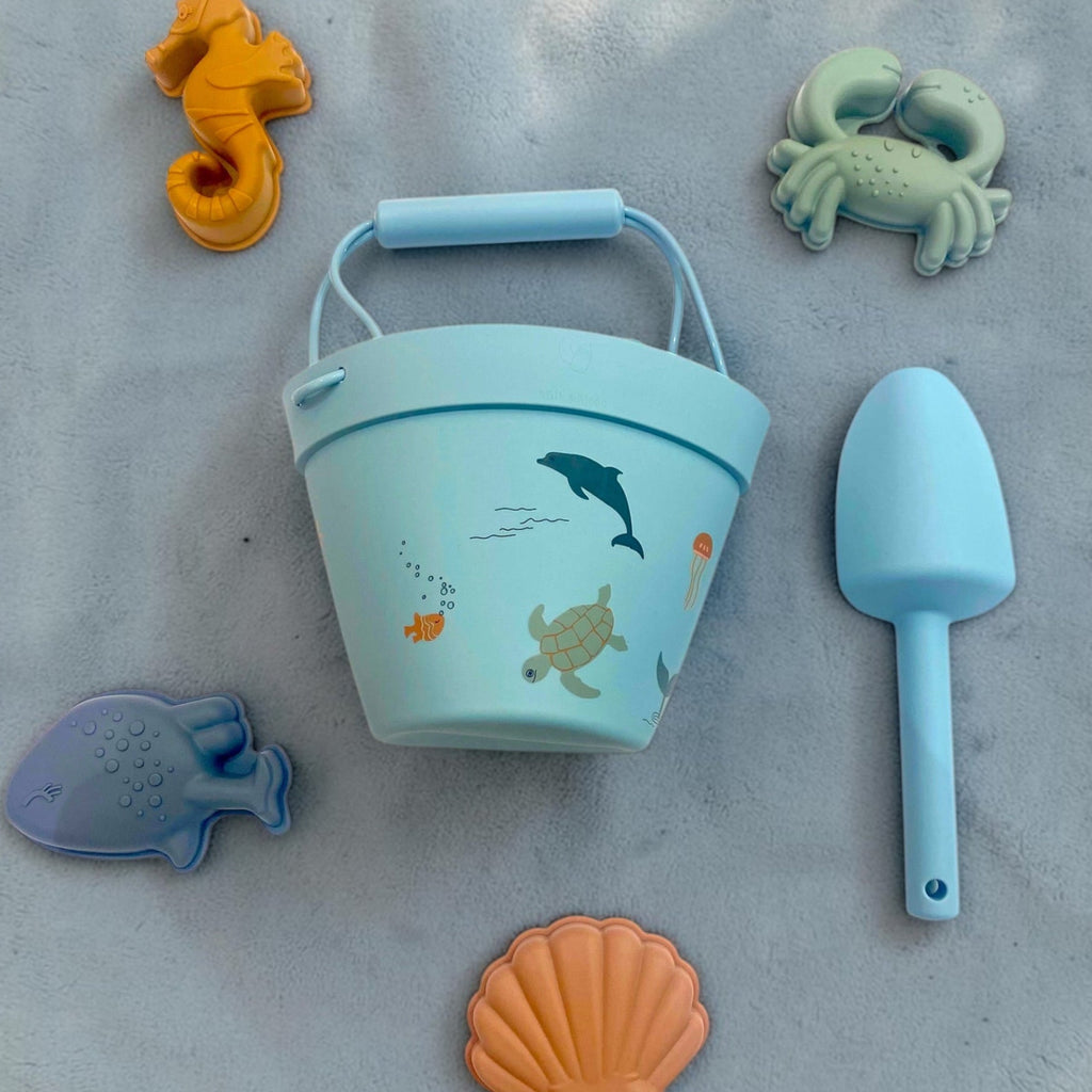 Silicone Beach Play Toy Set - Dusty Blue