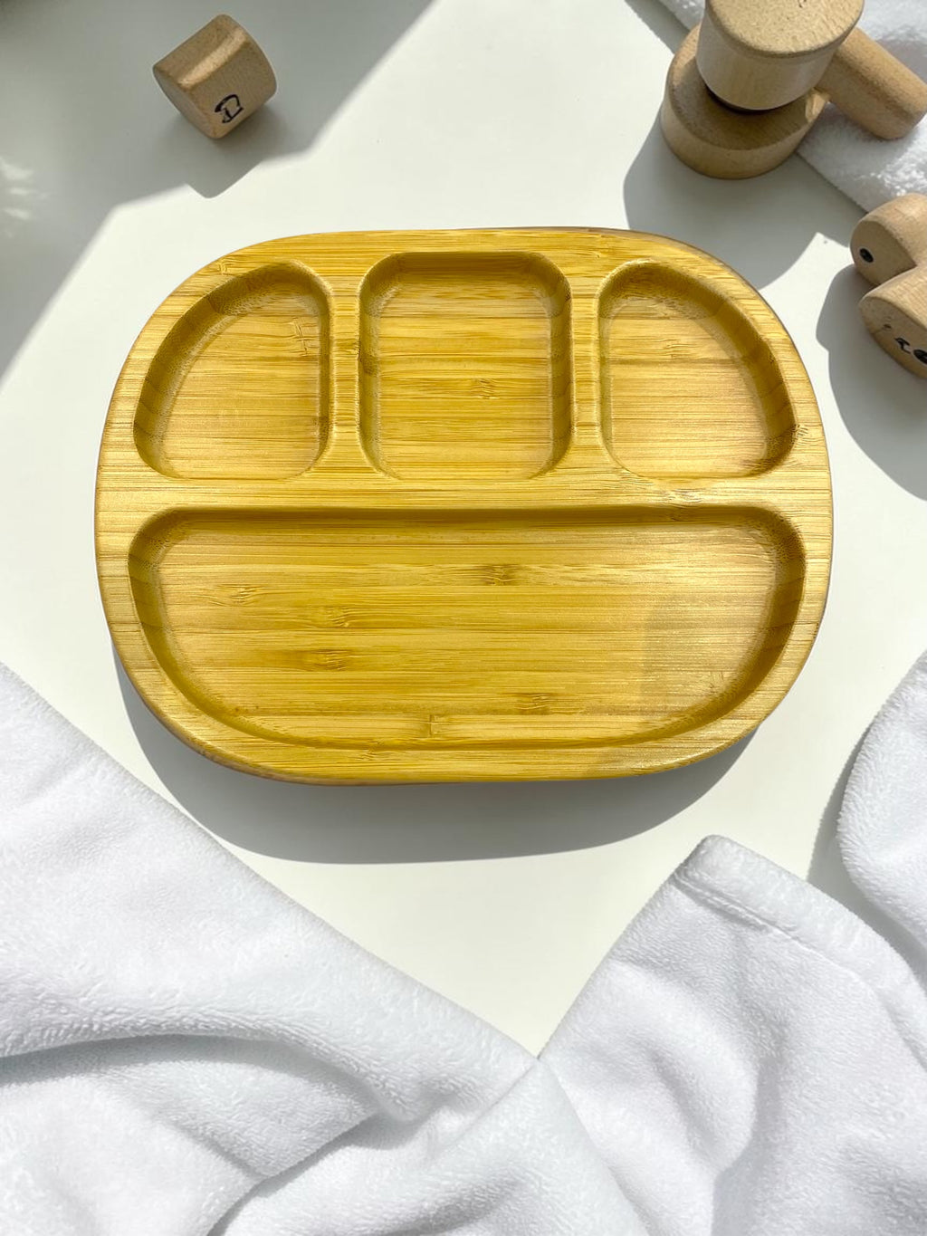 Bamboo Multi Partition Feeding Plate