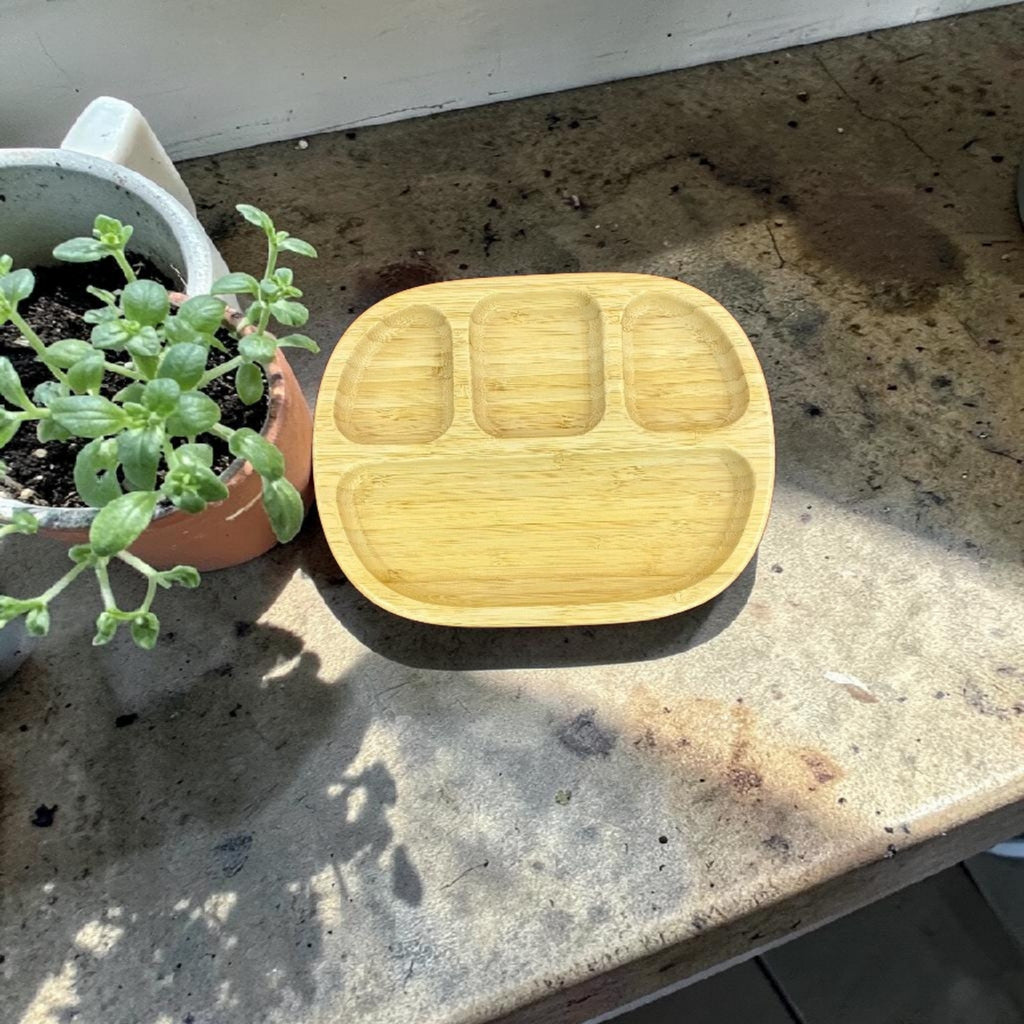 Bamboo Multi Partition Feeding Plate