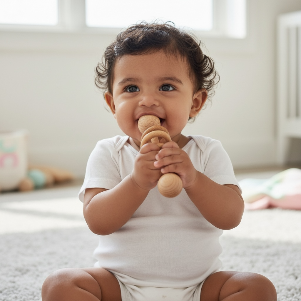 Wooden Baby Rattle Toy