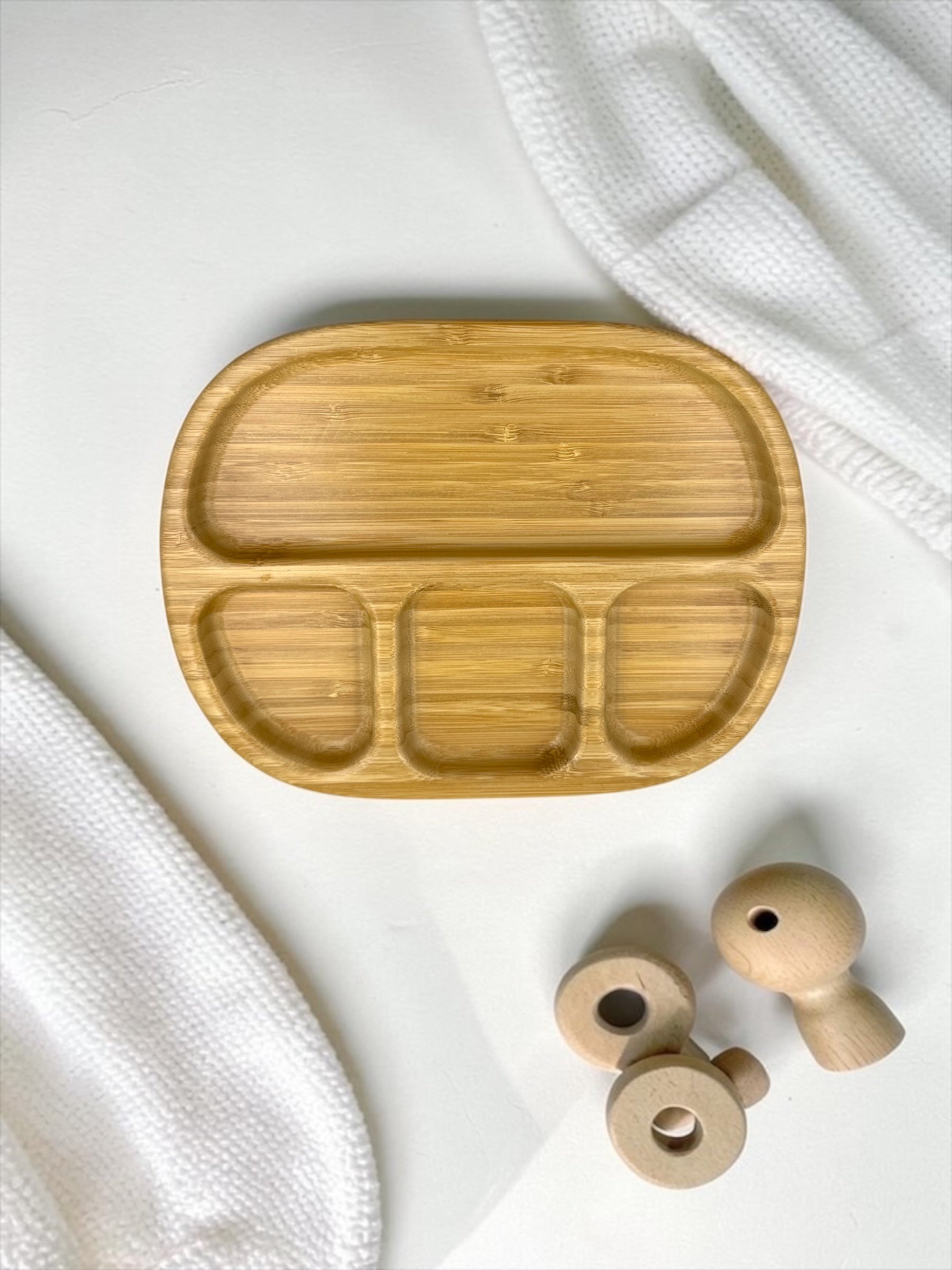 Bamboo Multi Partition Feeding Plate