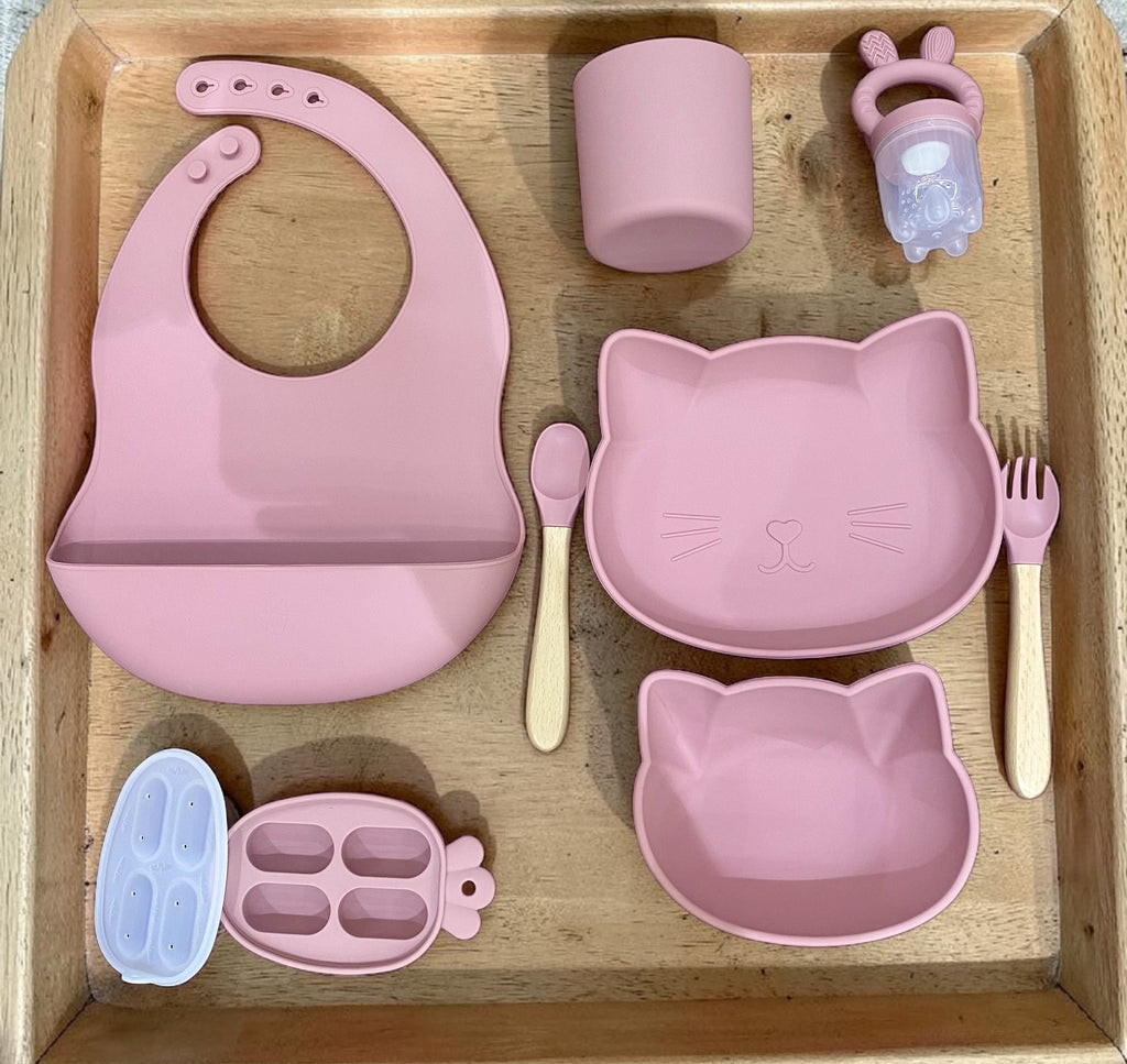 8-Piece Baby Feeding Essentials Set - Pink
