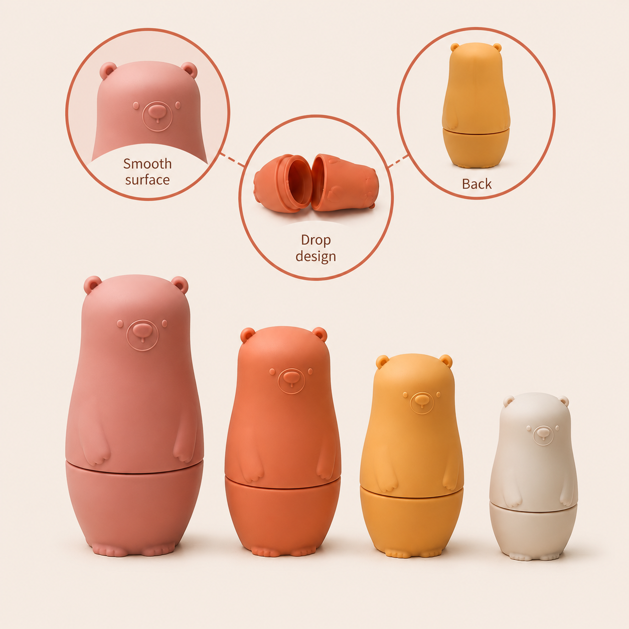 Russian Nesting Dolls Play Set - Pink Bear
